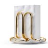 Modern Standing Napkin Holder for Table， Ceramic Gold Napkin Holders for Christmas Paper Napkins， Xmas Cocktail Tissue Dispenser,Servilleteros para Mesas for kitchen, dining, counter tops, outdoors-5