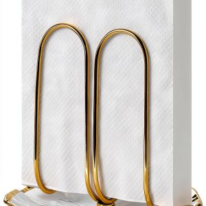 Modern Standing Napkin Holder for Table， Ceramic Gold Napkin Holders for Christmas Paper Napkins， Xmas Cocktail Tissue Dispenser,Servilleteros para Mesas for kitchen, dining, counter tops, outdoors-0