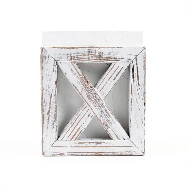 Farmhouse Wooden Napkin Holder PUERSI Rustic White Counter Organizer-4