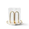 Modern Standing Napkin Holder for Table， Ceramic Gold Napkin Holders for Christmas Paper Napkins， Xmas Cocktail Tissue Dispenser,Servilleteros para Mesas for kitchen, dining, counter tops, outdoors-1
