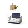 Honiter Napkin Holder for Table, Farmhouse Napkins Holder with Weighted Arm, Wood Napkin Holders for Kitchen, Flat Napkin Dispenser for Countertop, Dining Room, Rustic Brown-1